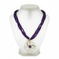Necklace in 18k gold Rock crystal flower with diamonds and amethyst (PE-14)
