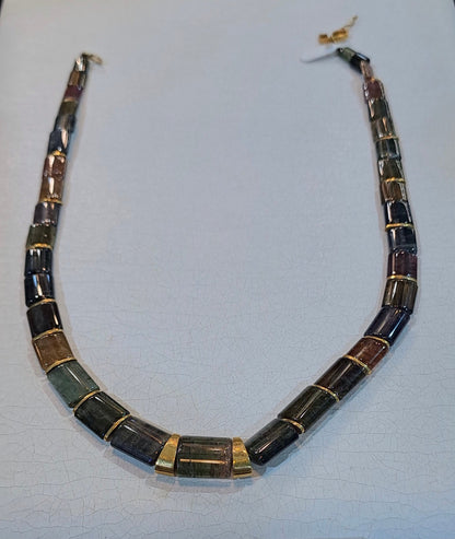 Necklace in 18k gold and multi color tourmalines - Dinos-Virginia