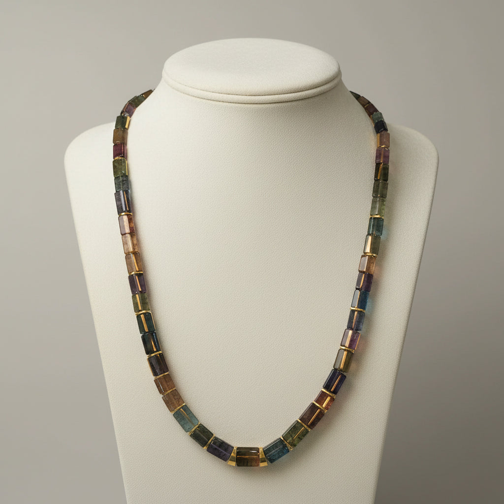 Necklace in 18k gold and multi color tourmalines - Dinos-Virginia
