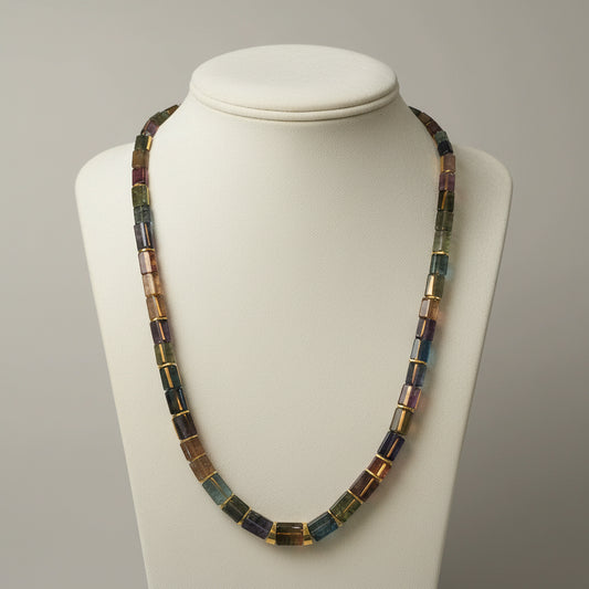 Necklace in 18k gold and multi color tourmalines - Dinos-Virginia