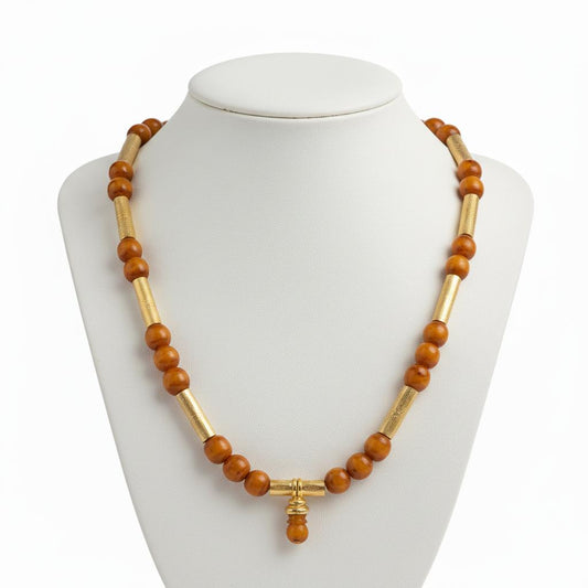 Necklace in 18k gold with Amber (PE-55)