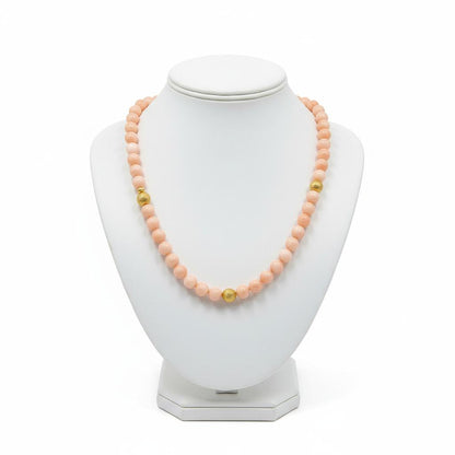 Necklace in 18k gold with Angel skin coral (PE-17)