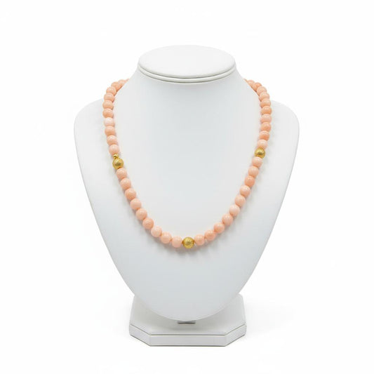 Necklace in 18k gold with Angel skin coral (PE-17)