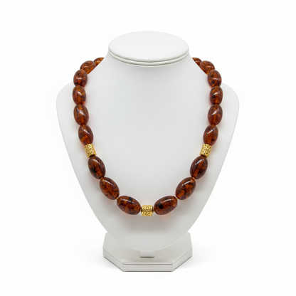 Necklace in 18k gold with Baltic Amber (PE-68)