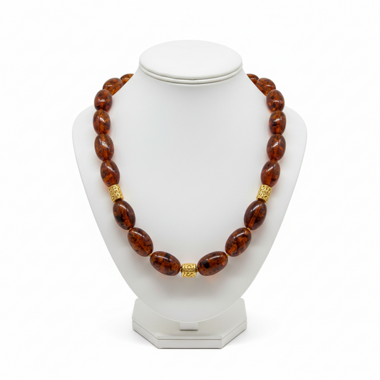 Necklace in 18k gold with Baltic Amber (PE-68)