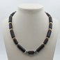 Necklace in 18k gold with Black Obsidian and Turquoise stones