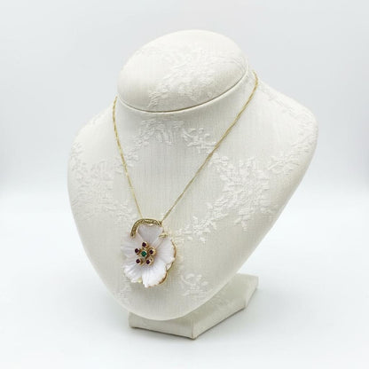 Necklace in 18k gold with Green Brilliants, Rubies & Emeralds (PE-31)