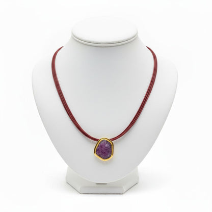 Necklace in 18k gold with a gemstone (PE-110) - Dinos Virginia Jewelry