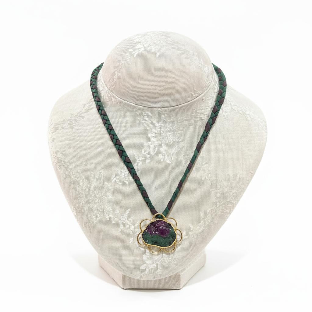 Necklace in 18k gold with a gemstone (PE-112) - Dinos Virginia Jewelry