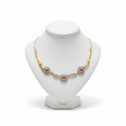Necklace in 18k gold with pink tourmalines (9.20carats) and diamonds, one of a kind (PE-98)