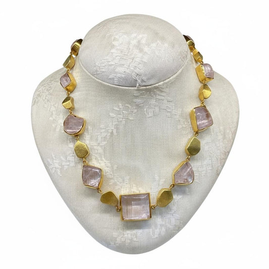 Necklace in Gold 18k & kunzite cabochon stones (PE-40)