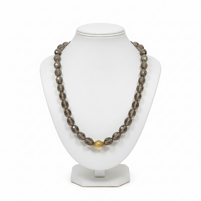 Necklace in Smoke Topaz Gemstones & gold 18k elements (PE-56)