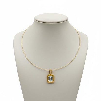Necklace in gold 14k chain, Aquamarine pendant with Brilliants in 18k gold (PE-66)