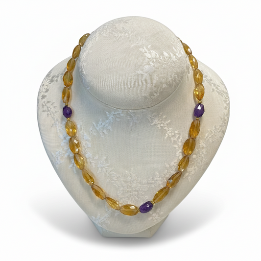 Necklace in gold 18k with citrine & amethyst (PE-57)