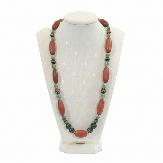 Necklace in sterling silver with old benzahir stones and old carnelian (PE-69C)