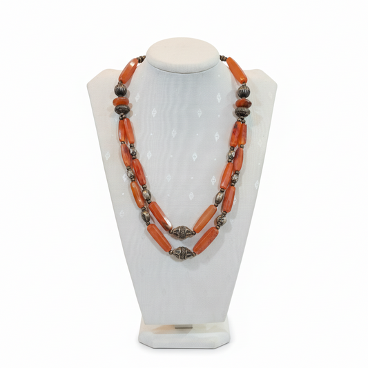 Necklace in sterling silver with old carnelian (PE-69A)