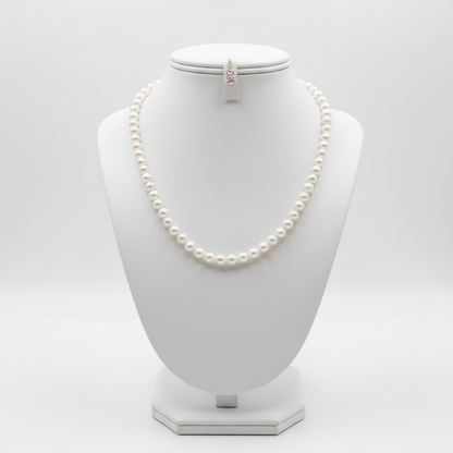 Necklace in white Aqua pearls with 18k gold closure (PE-97)