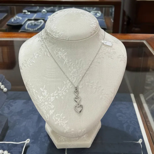 Necklace in white gold 14k, heart necklace