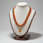 Necklace with Amber and medallion with brilliant in gold 18k (PE-52A)