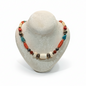 Necklace with Bone Stones amber corals turquoise stones and sterling silver (PE-70A)