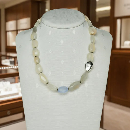 Necklace with Chalcedony stones and sterling silver elements