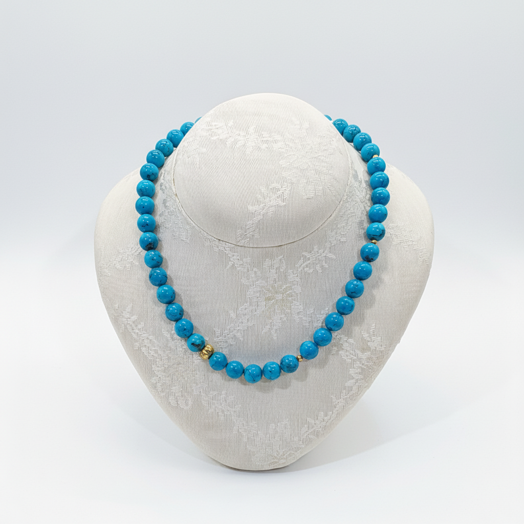 Necklace with Turquoise stones and gold 18k elements