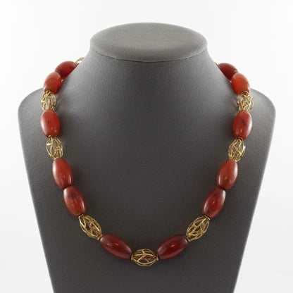 Necklace with old Carnelian and gold 18k elements