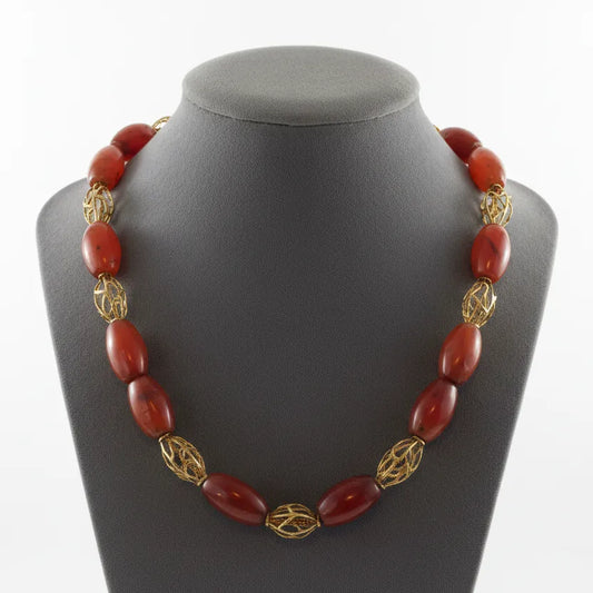 Necklace with old Carnelian and gold 18k elements