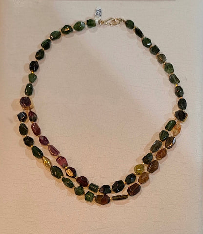 Necklace with rare tourmalines, high quality tourmalines, various colors tourmalines