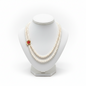 Necklace with two row pearls and 14k gold element, flower design element (PE-83)
