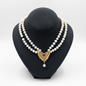 Necklace with two rows pearls and 18k gold elements (PE-93)