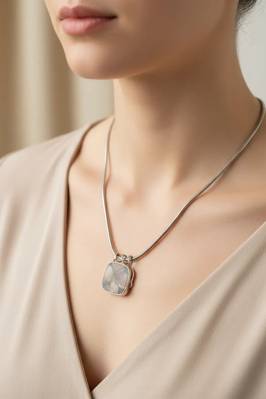 Pendant in Sterling silver with Chiastolitic Stone