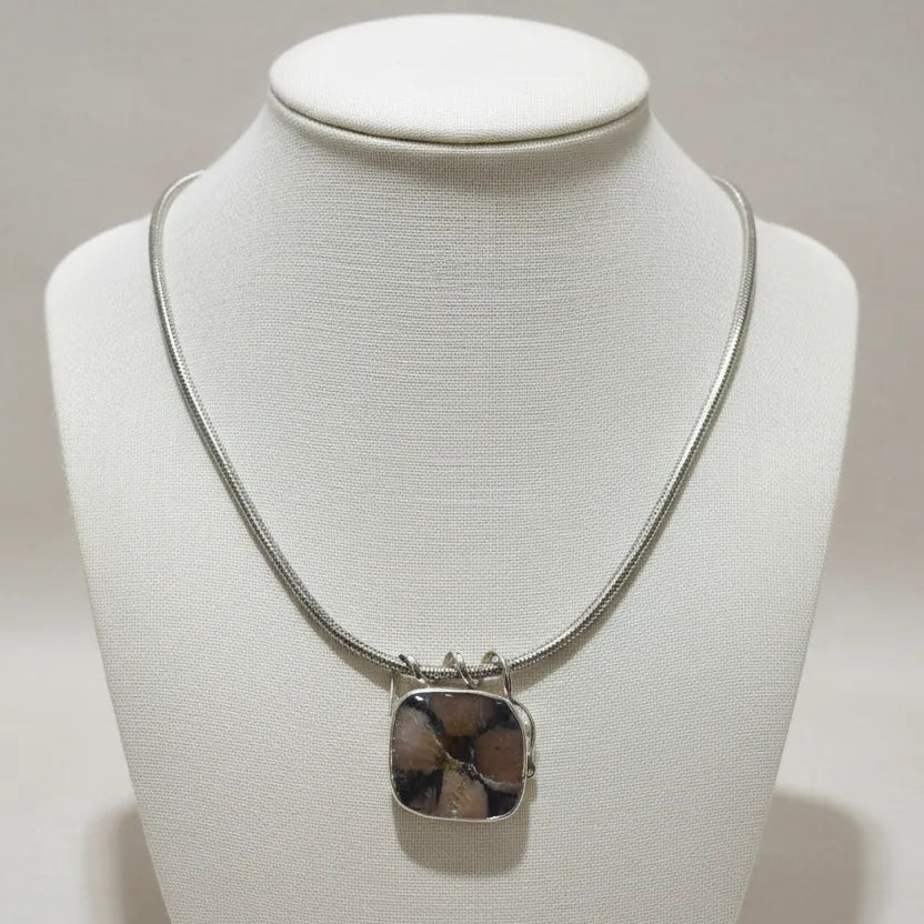 Pendant in Sterling silver with Chiastolitic Stone