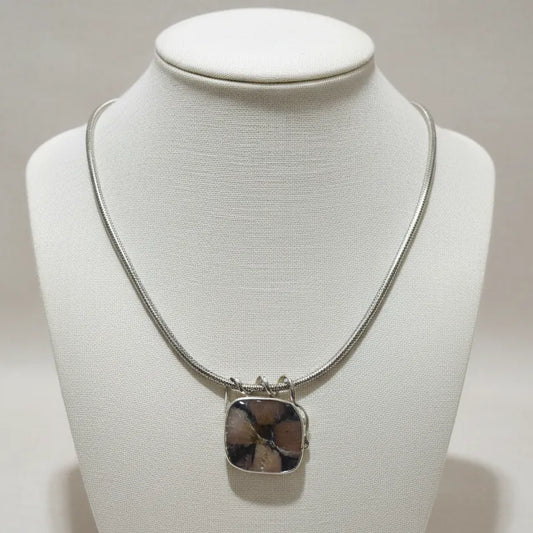 Pendant in Sterling silver with Chiastolitic Stone