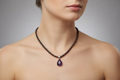 Pendant in Sterling silver with Diopside Stone