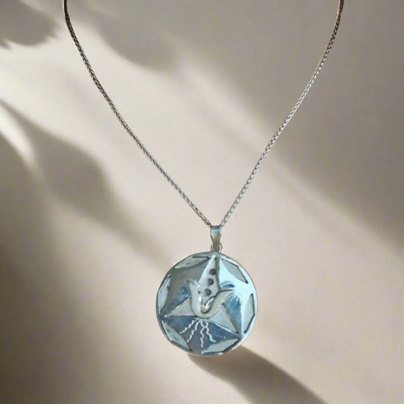 Pendant on Sterling silver, Solid silver Pendant, Flower Pendant, Energy Pendant