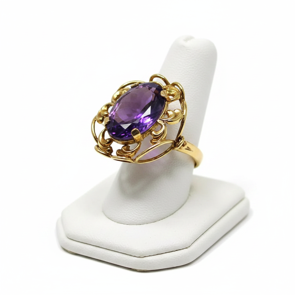 Ring in 14k Gold with amethyst (B-53)