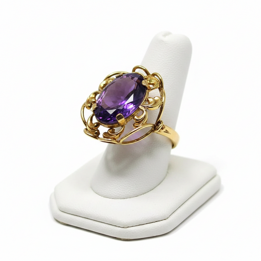 Ring in 14k Gold with amethyst (B-53)