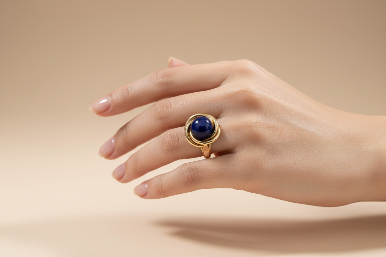 Ring in 14k gold with Lapis (B-147) - Dinos Virginia Jewelry