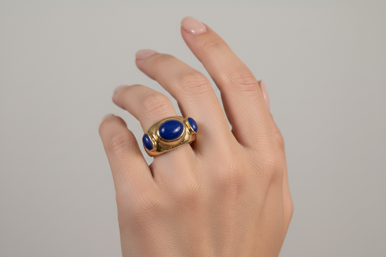 Ring in 14k gold with Lapis (B-148) - Dinos Virginia Jewelry