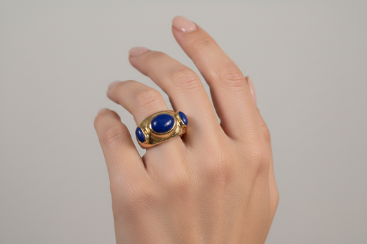 Ring in 14k gold with Lapis (B-148) - Dinos Virginia Jewelry