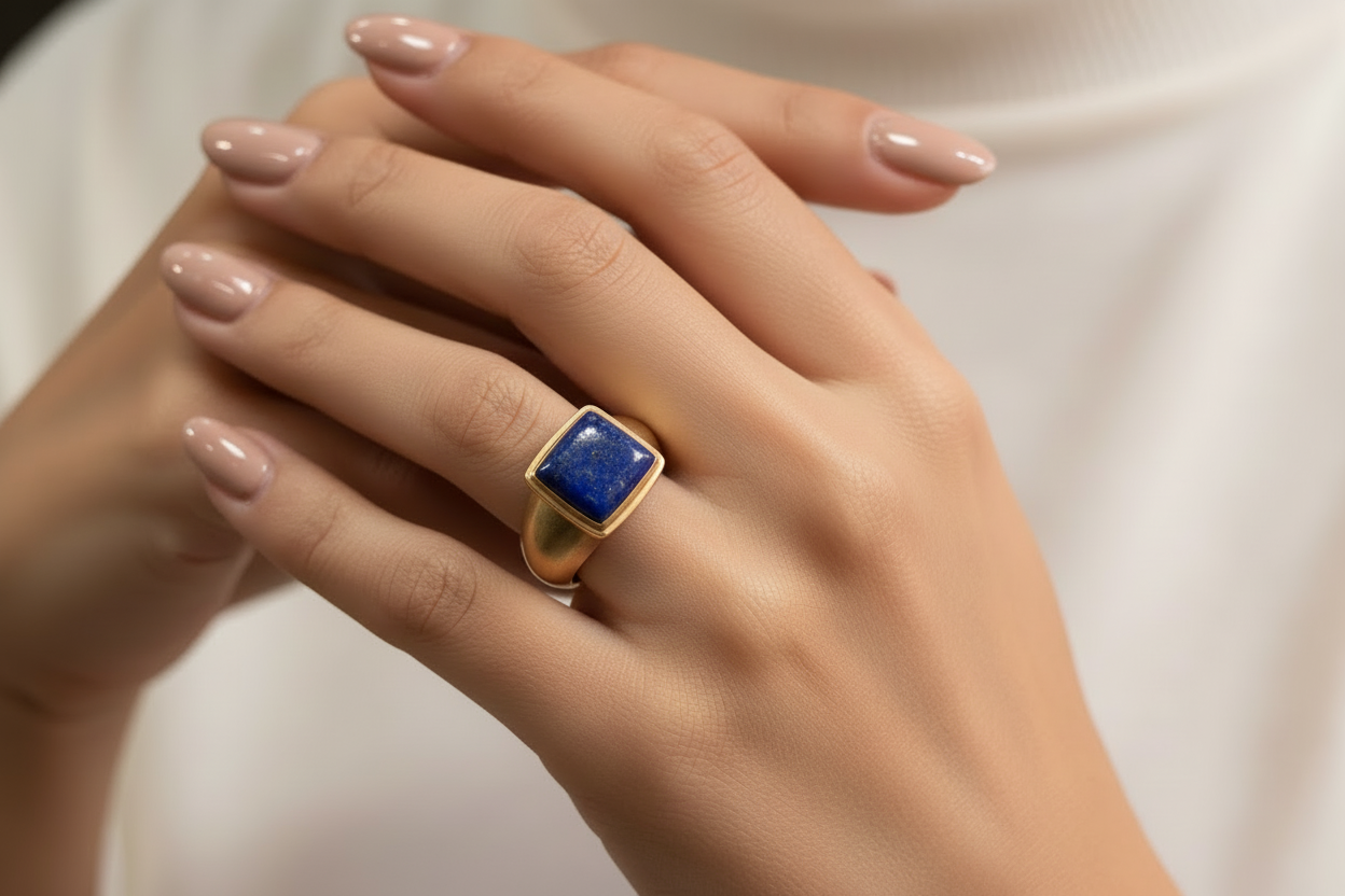 Ring in 14k gold with Lapis (B-154) - Dinos Virginia Jewelry