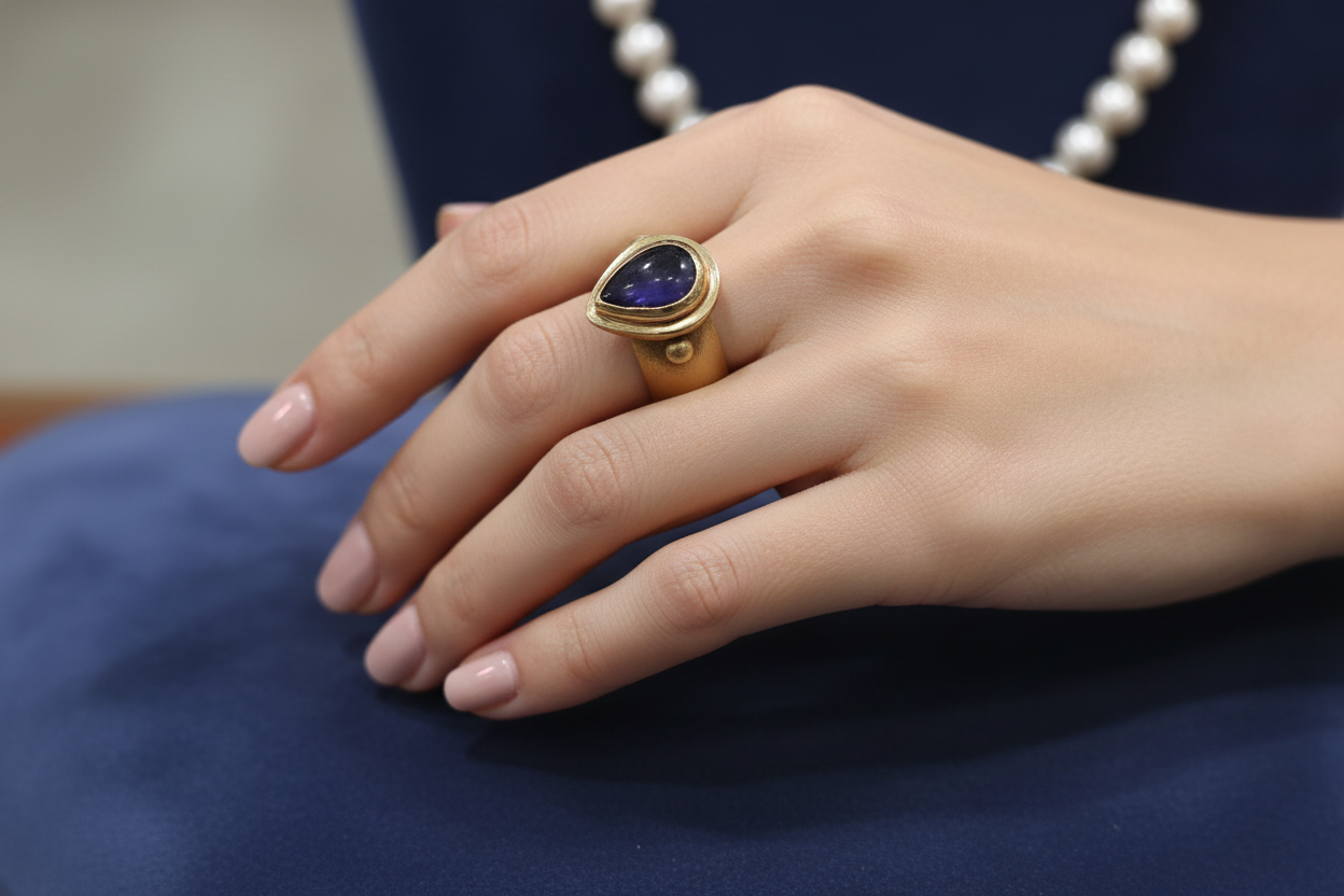 Ring in 14k gold with Lapis (B-153) - Dinos Virginia Jewelry