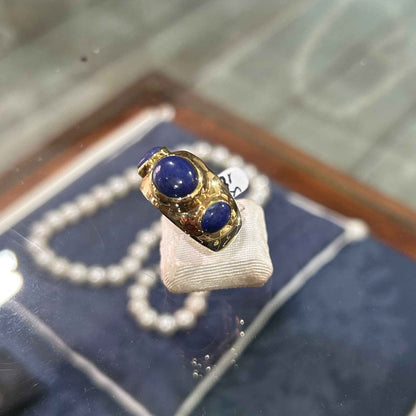 Ring in 14k gold with Lapis (B-148) - Dinos Virginia Jewelry