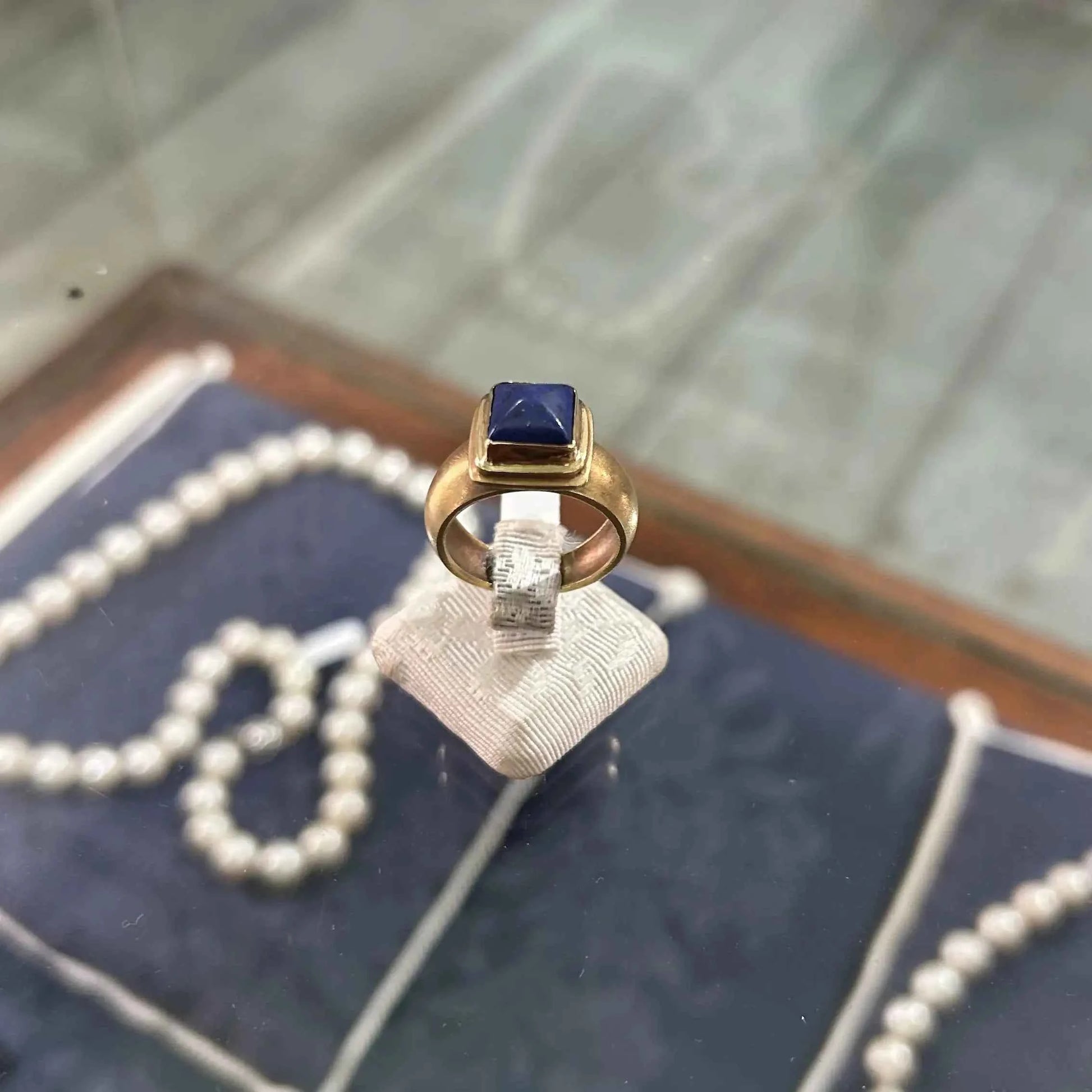 Ring in 14k gold with Lapis (B-154) - Dinos Virginia Jewelry