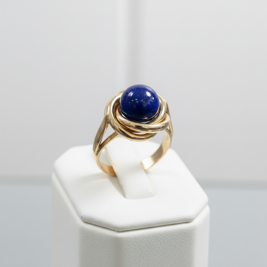 Ring in 14k gold with Lapis (B-147) - Dinos Virginia Jewelry