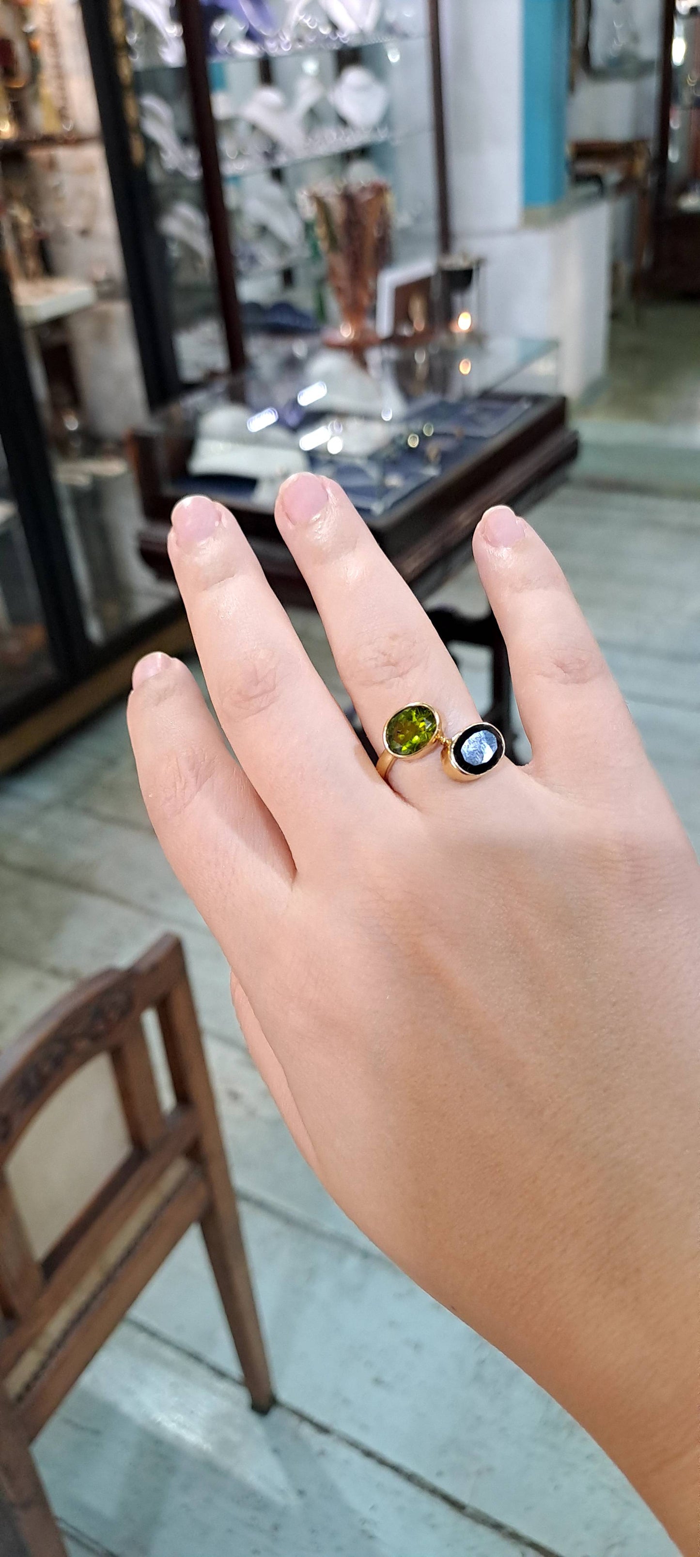 Ring in 14k gold with tourmalines (B-116)