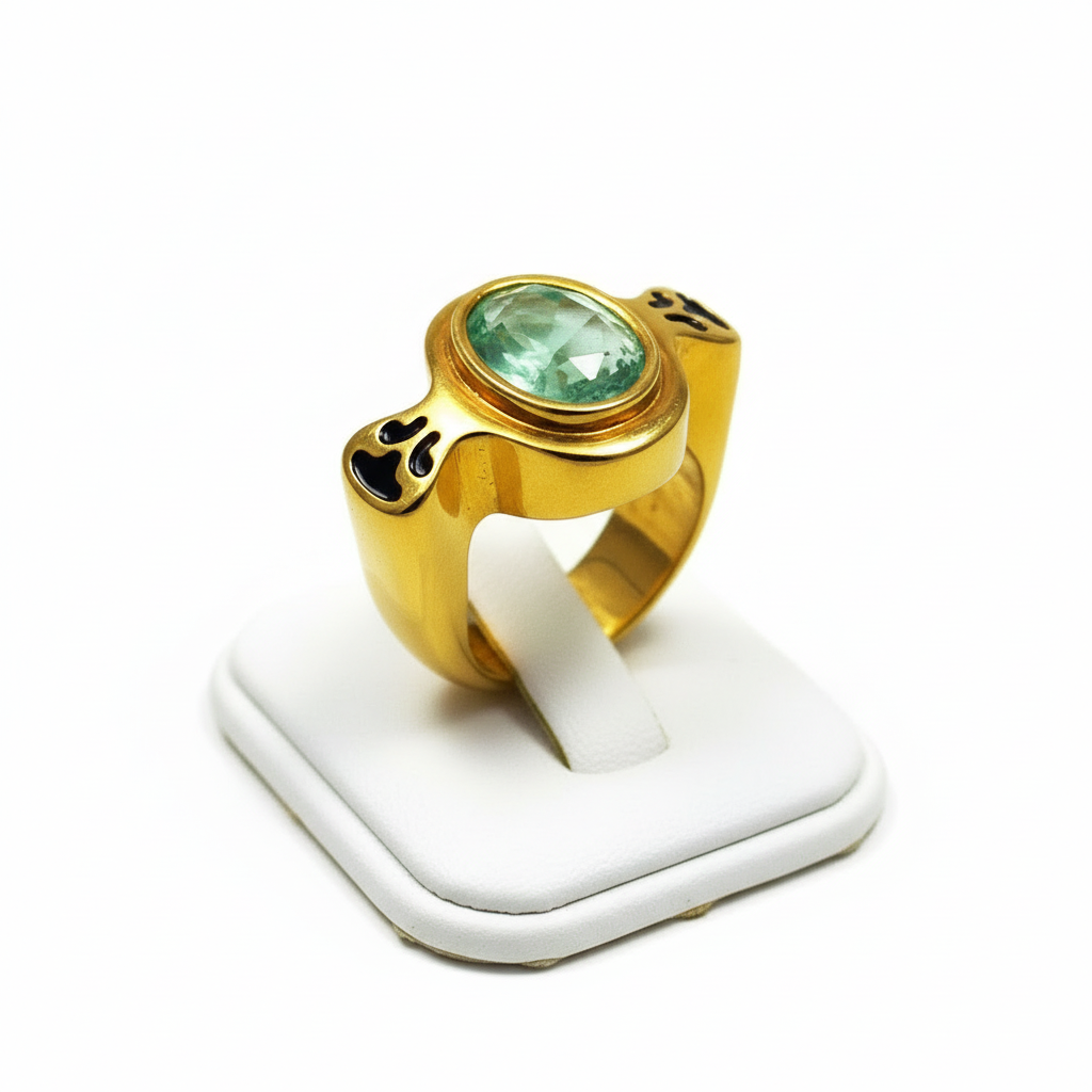 Ring in 18k Gold with Green Beryl 7 c. stone (B-58)