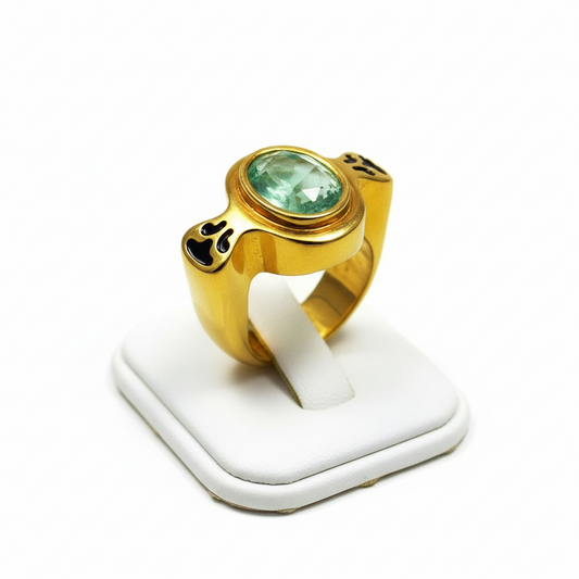 Ring in 18k Gold with Green Beryl 7 c. stone (B-58)