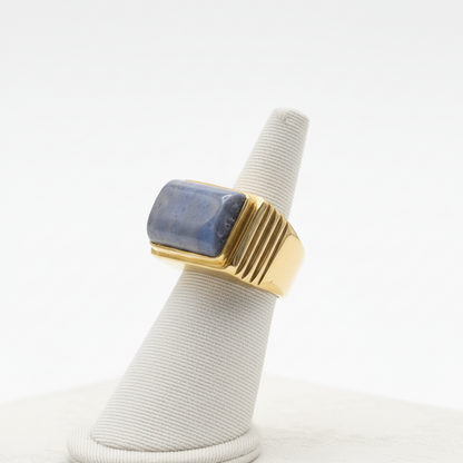 Ring in 18k Gold with a Blue Coral (Acozi) one of a kind, Fine Ring, Handmade Ring, Greek Jewelry (B-79)